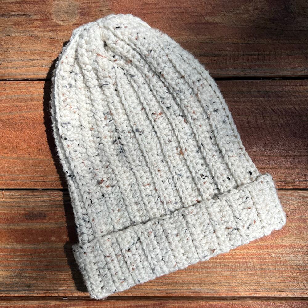 Cream Marled Knit Beanie